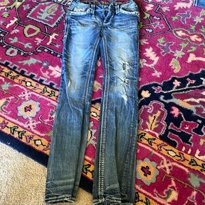 Rock Revival mid rise boot cut distressed jeans